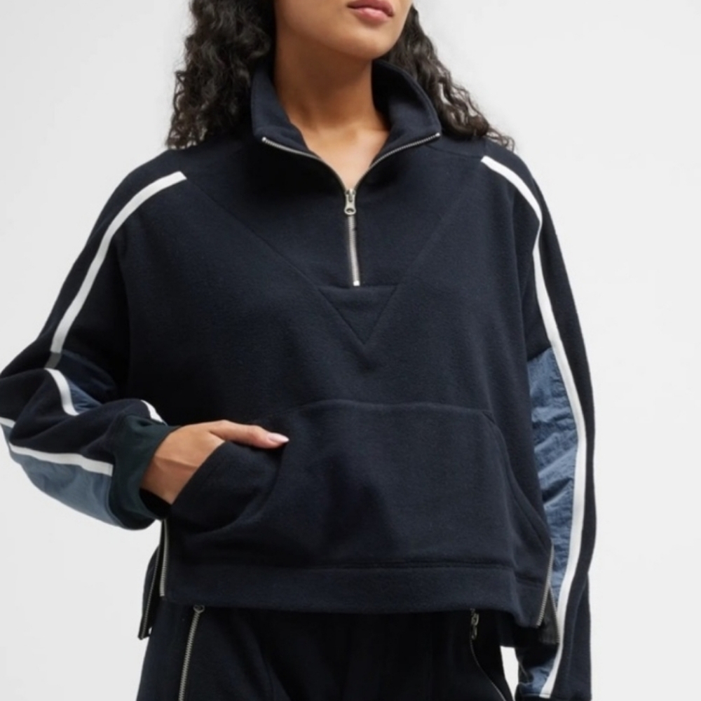Free People Arena Pullover sz XS blue black 1/4 zip